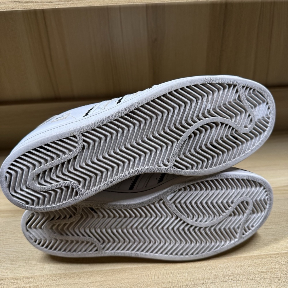 Adidas Superstar Cloud Sneakers Thin Stripes White Black‎ Leather Women's 6.5 - Picture 9 of 12